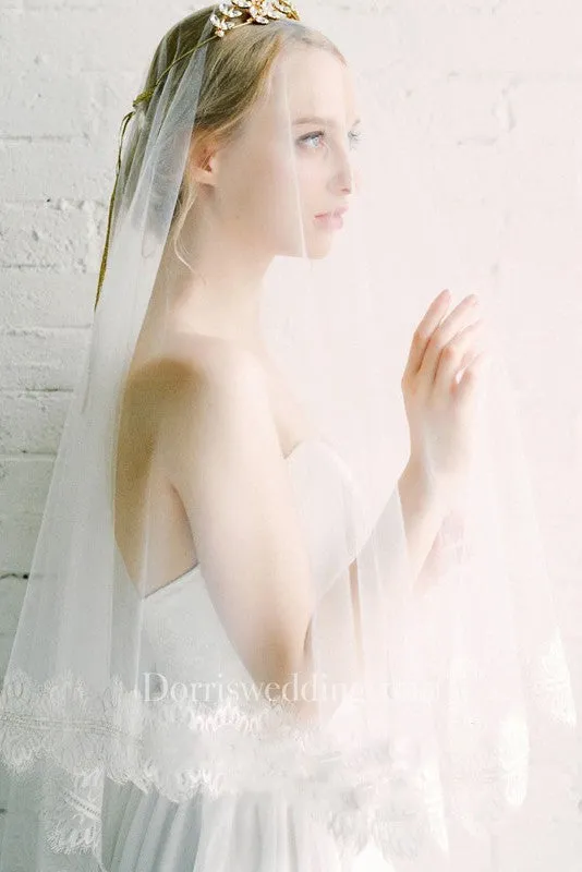 Simple Travel Bridal Wedding Veil Lace With Makeup Headdress Soft Yarn