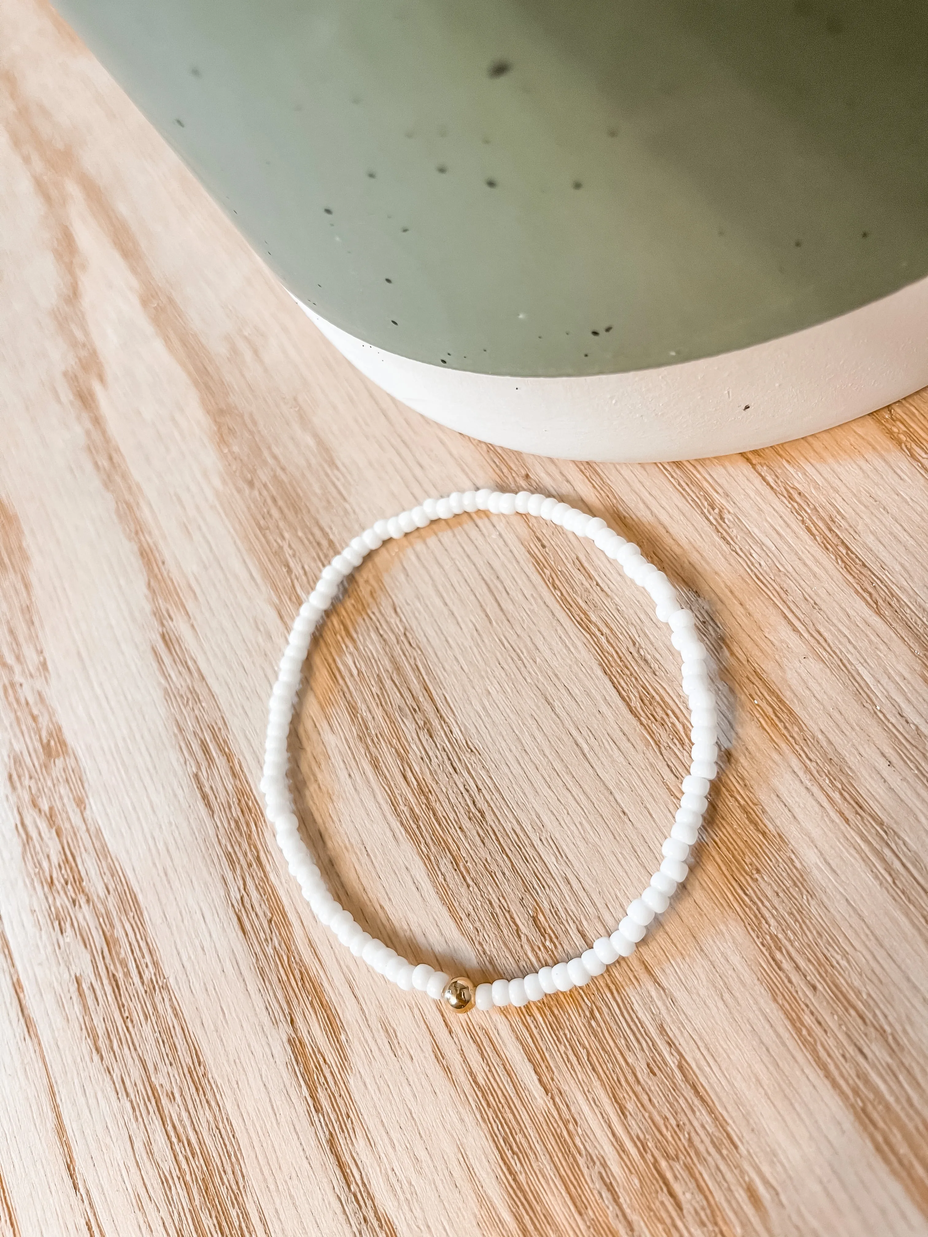 Simple White Beaded Bracelet