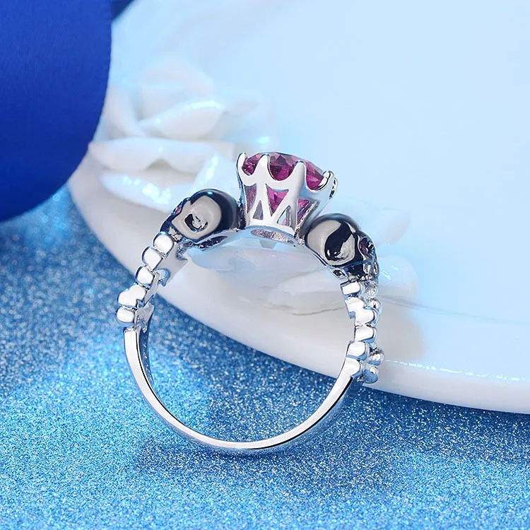 Skull Ring Black Gold Filled Rhodium Plated Red Zircon Wedding Ring