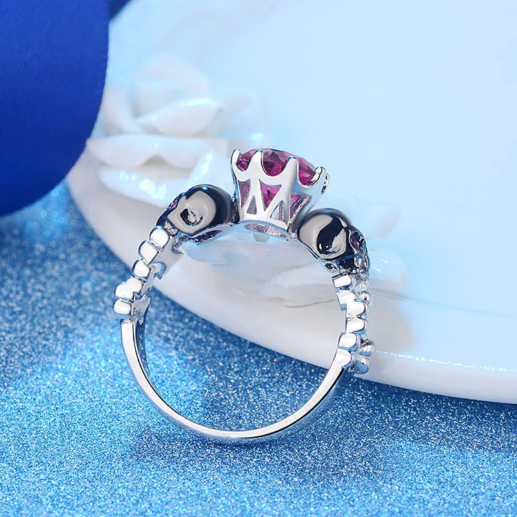 Skull Ring Black Gold Filled Rhodium Plated Red Zircon Wedding Ring