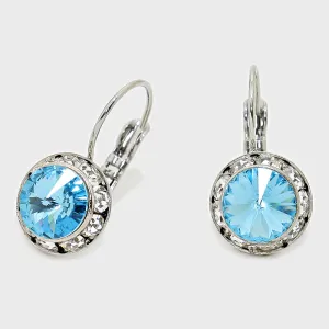 Small Aqua Austrian Crystal Earrings | 0.5" | 186267