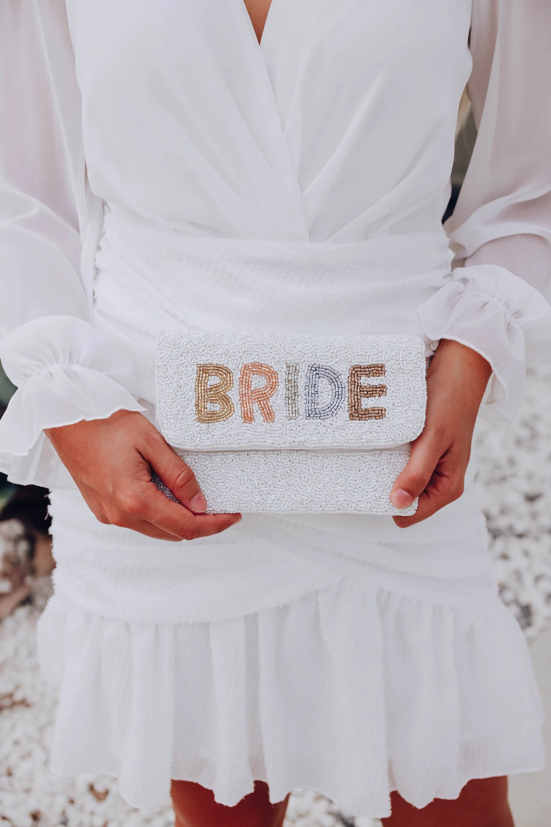 Small Bride Beaded Crossbody Clutch