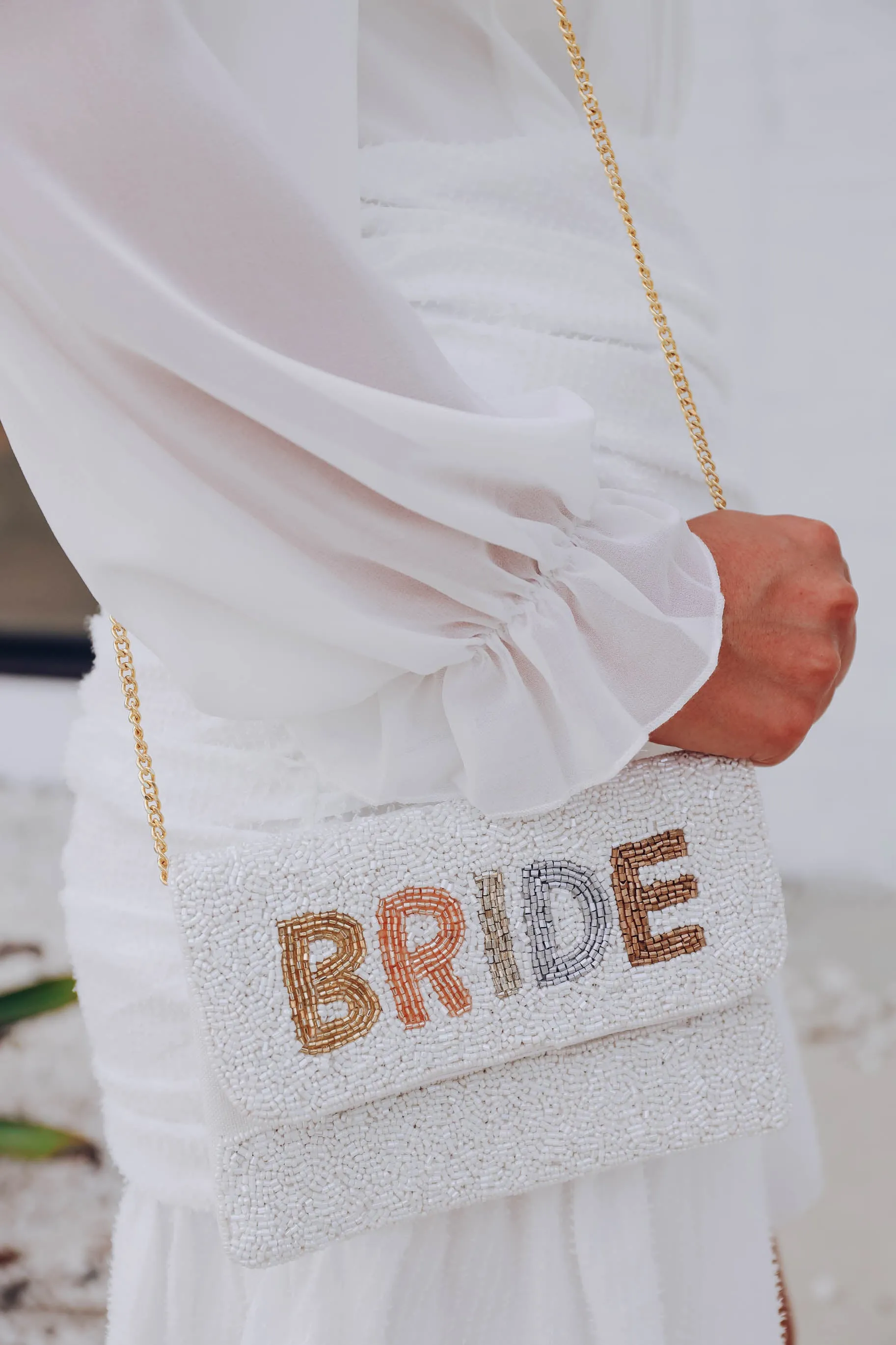 Small Bride Beaded Crossbody Clutch