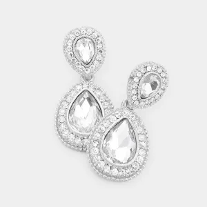 Small Clear Teardrop Crystal Rhinestone Earrings | 463935