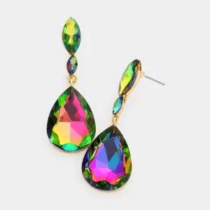 Small Double Multi-Color Crystal Teardrop Earrings  | 577726