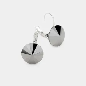 Small Hematite Genuine Austrian Crystal Drop Earrings | 0.4" x 0.8" | 373318