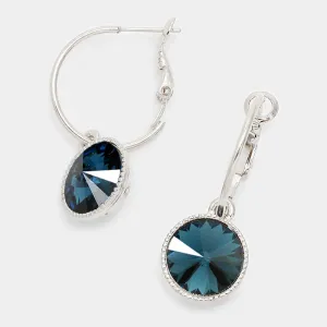 Small Navy Austrian Crystal Dangle Earrings | 291529