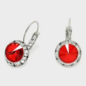 Small Red Austrian Crystal Earrings | 0.5" | 186278