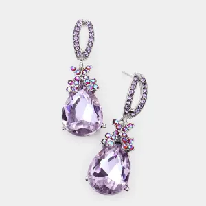 Small Tanzanite Crystal Teardrop Dangle Earrings  | 417800