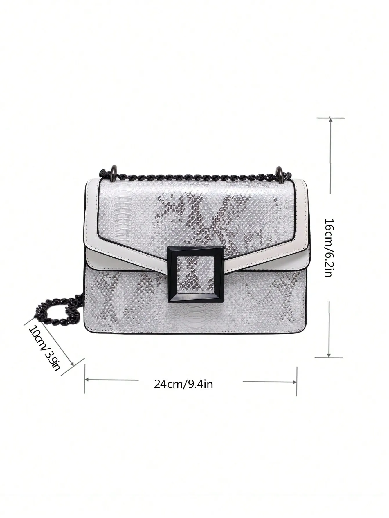 Snakeskin Embossed Square Bag Small Flap Chain Strap