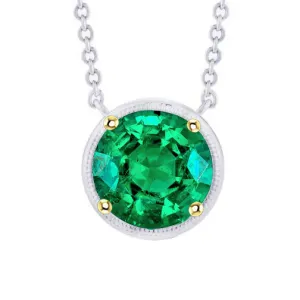 Solitaire Ladies Pendant Simple Green Emerald Necklace