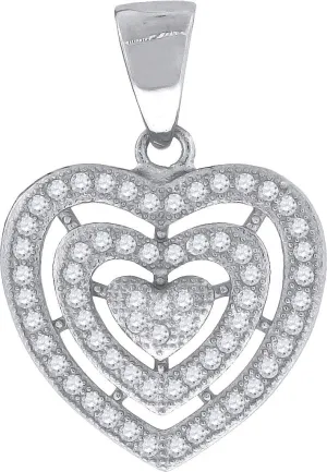 Sterling Silver Womens Round Cubic Zirconia CZ Three Heart Fashion Pendant