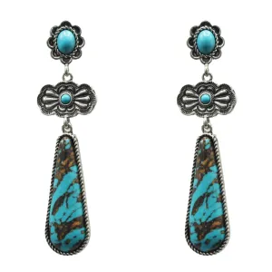 Stone Post Bowtie Teardrop Fashion Earrings - Turquoise