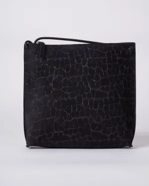 strappy pouch - coal embossed suede