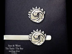 Sun Wave Tie Tack or Sun Wave Tie Bar / Tie Clip Sterling Silver
