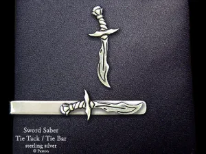 Sword Saber Tie Tack or Sword Saber Tie Bar / Tie Clip Sterling Silver