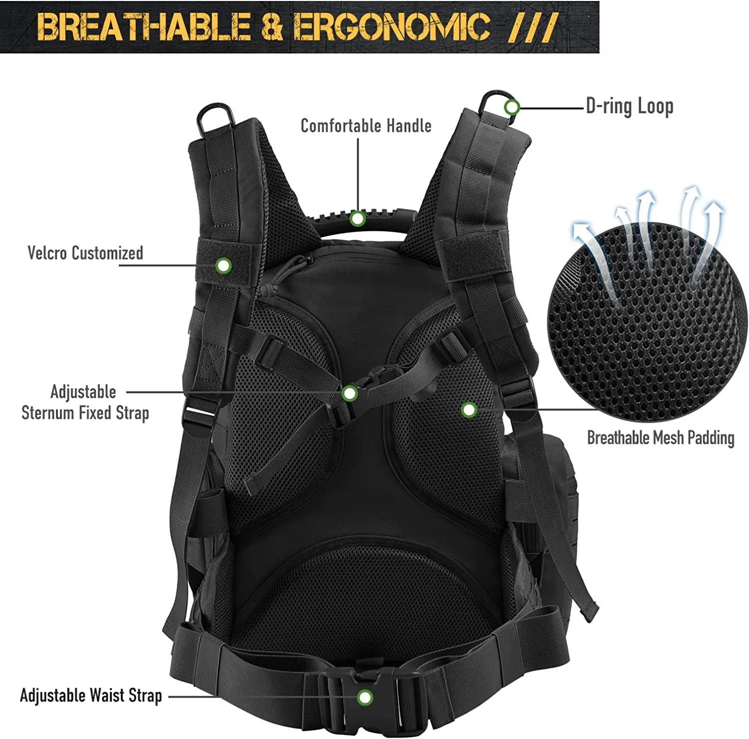 Tactical Range Backpack Bag, VOTAGOO Range Activity Bag For Handguns And Ammo, 3 Pistol Carrying Case For Hunting Shooting