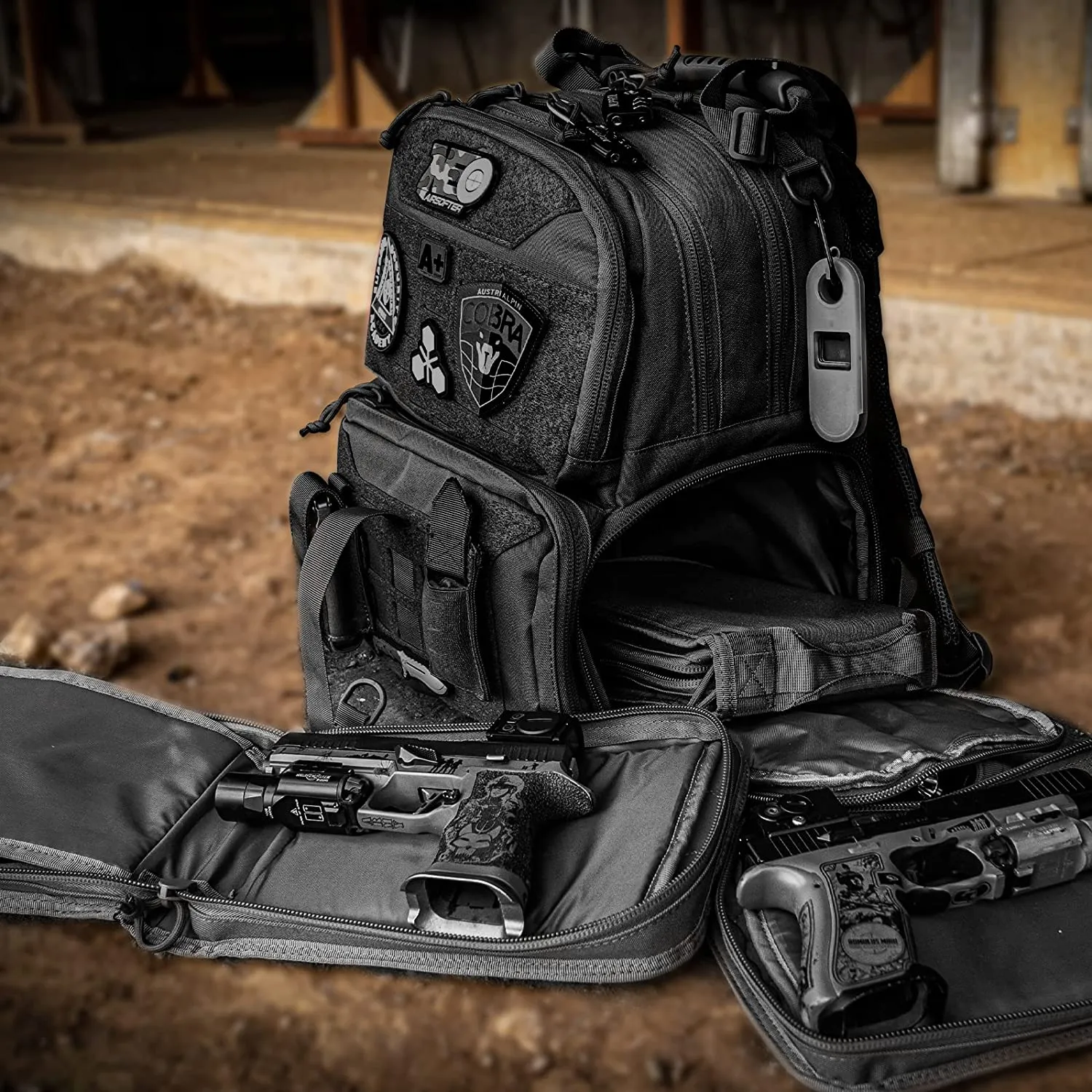 Tactical Range Backpack Bag, VOTAGOO Range Activity Bag For Handguns And Ammo, 3 Pistol Carrying Case For Hunting Shooting