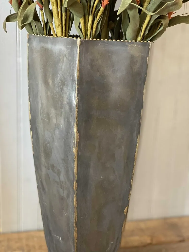 Tall Galvanized Metal Vase