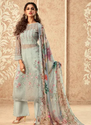 Teal Blue Pakistani Salwar Kameez Suit