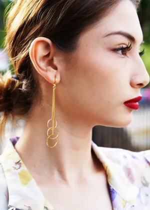 The "Dylan" 3 tier symmetrical Drop Gold Plated earring