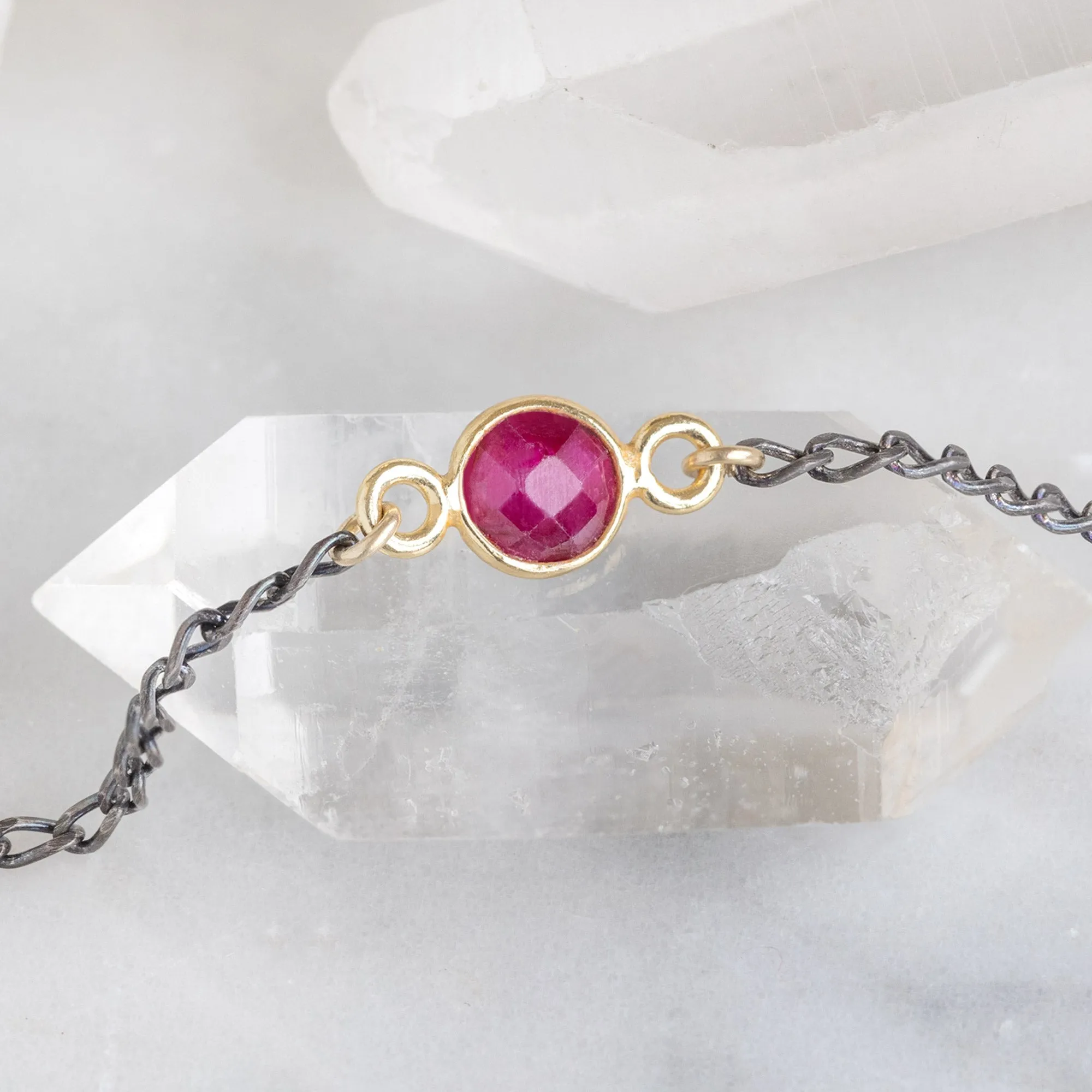 The Simple Ruby Gemstone Bracelet | Sterling Silver