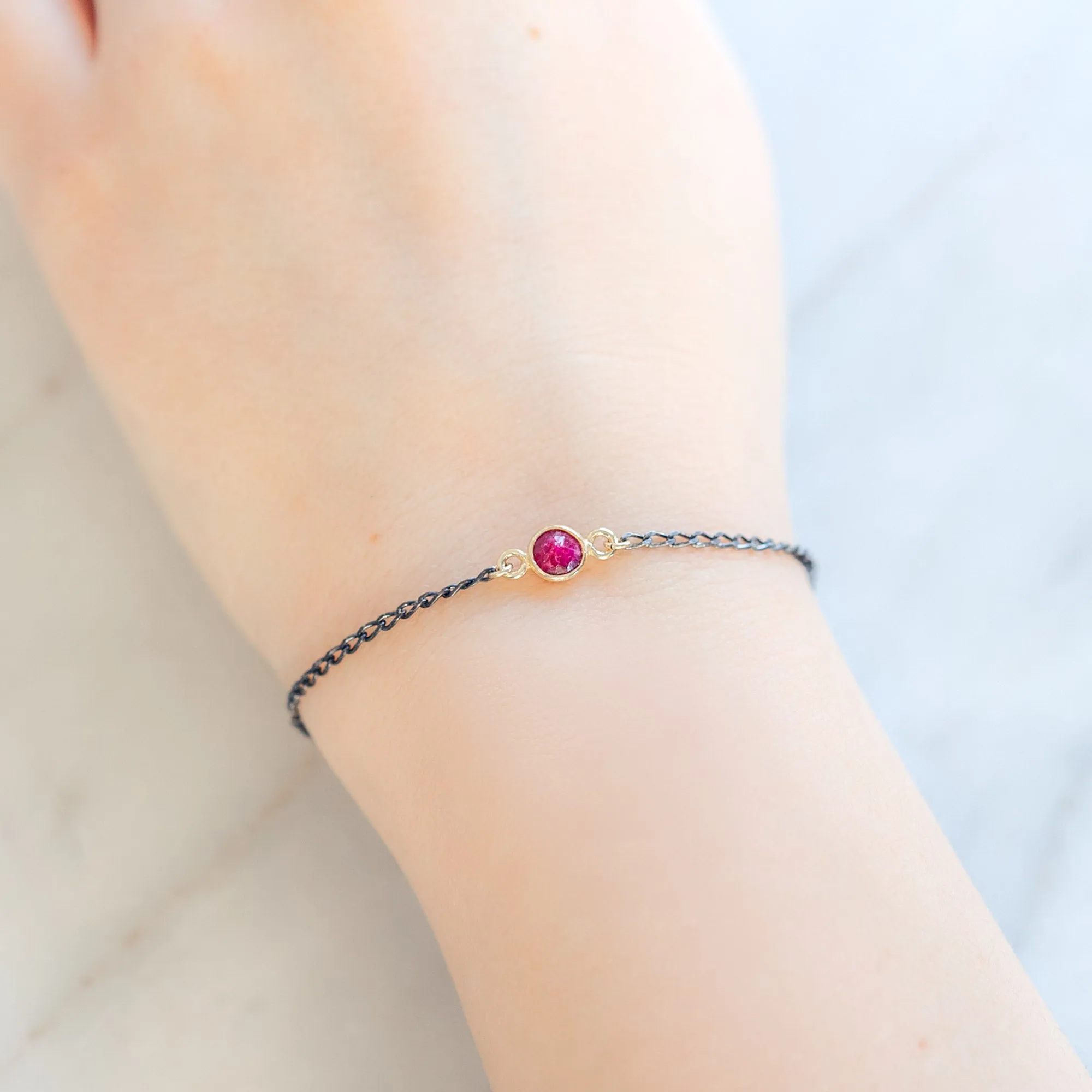 The Simple Ruby Gemstone Bracelet | Sterling Silver
