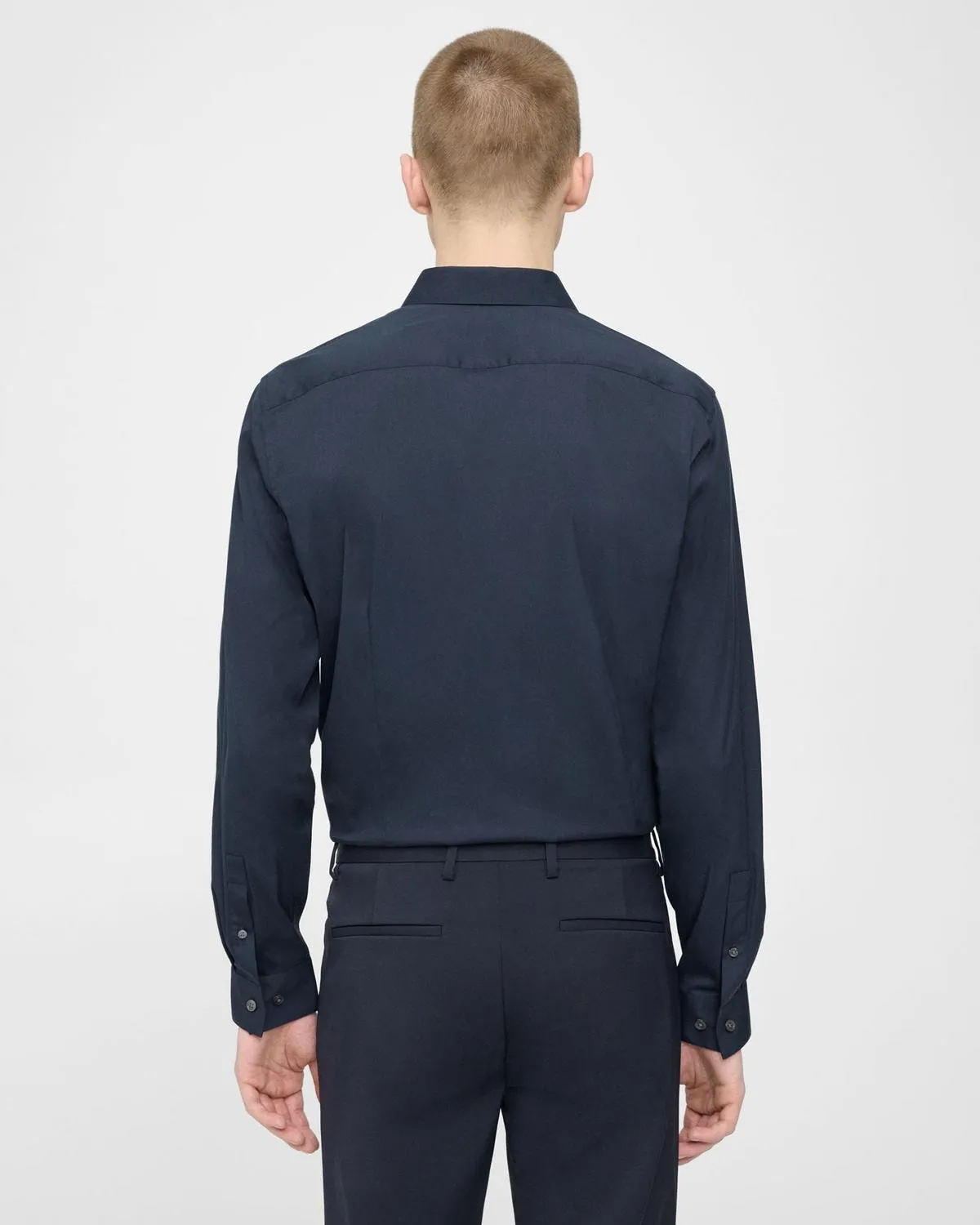 Theory Sylvain Shirt in Good Cotton - Eclipse