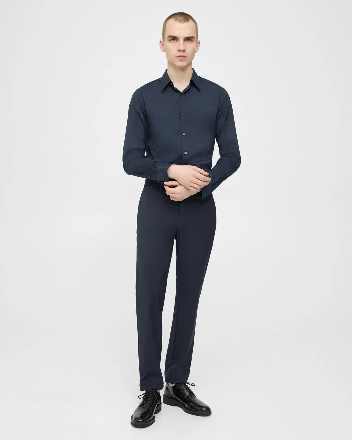 Theory Sylvain Shirt in Good Cotton - Eclipse