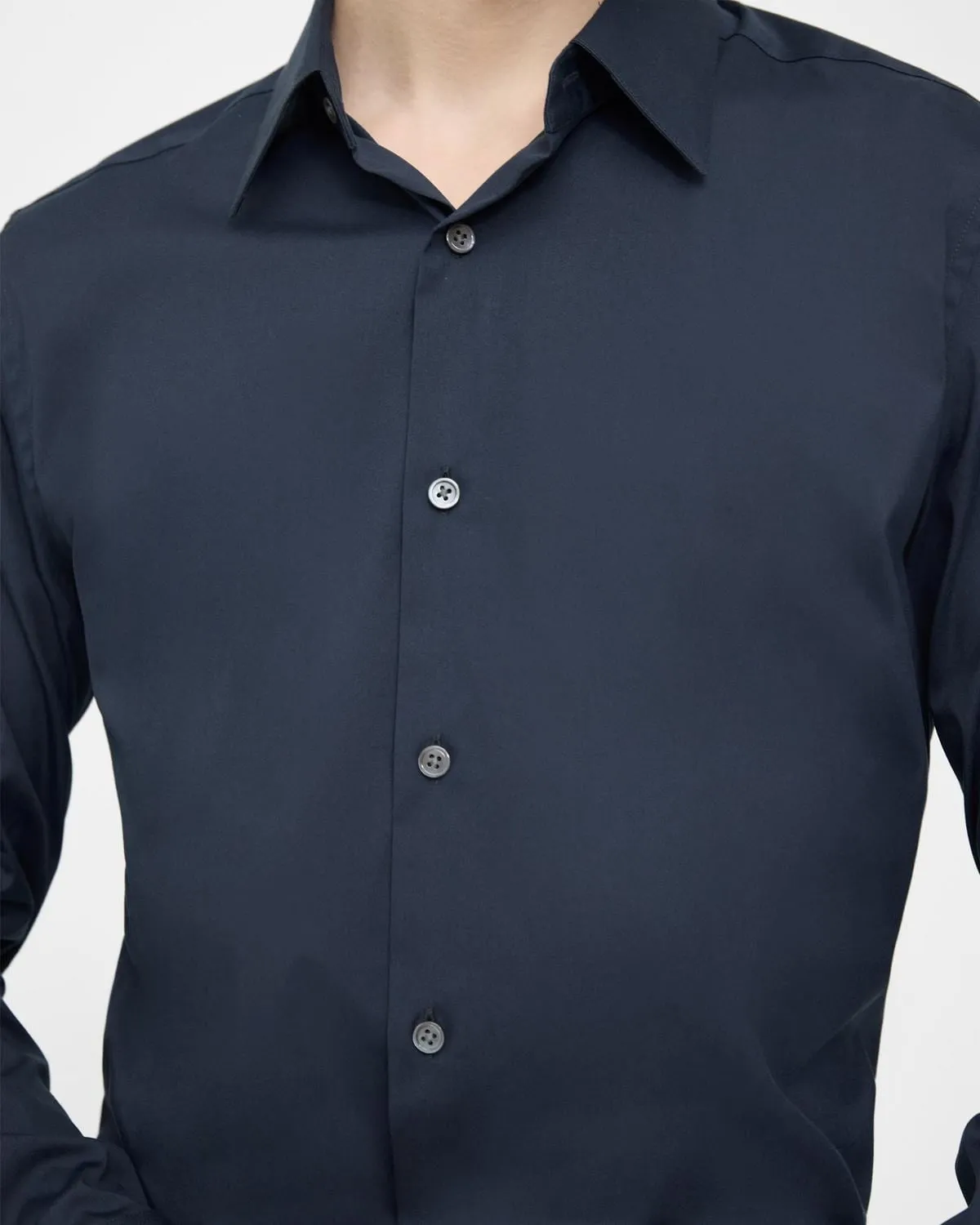 Theory Sylvain Shirt in Good Cotton - Eclipse