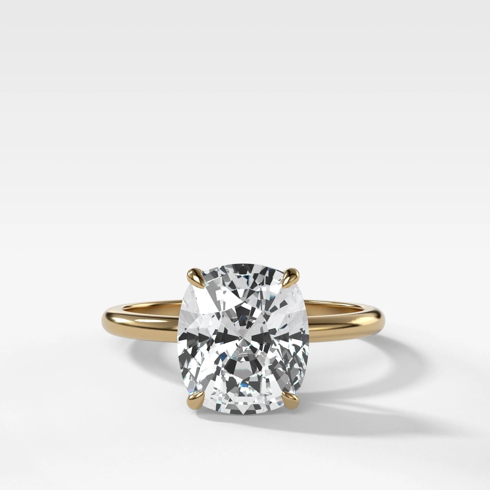 Thin   Simple Solitaire Engagement Ring With 4.08ct Elongated Cushion Cut Diamond
