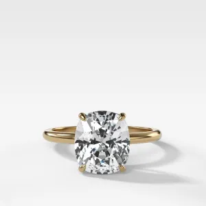 Thin   Simple Solitaire Engagement Ring With 4.08ct Elongated Cushion Cut Diamond