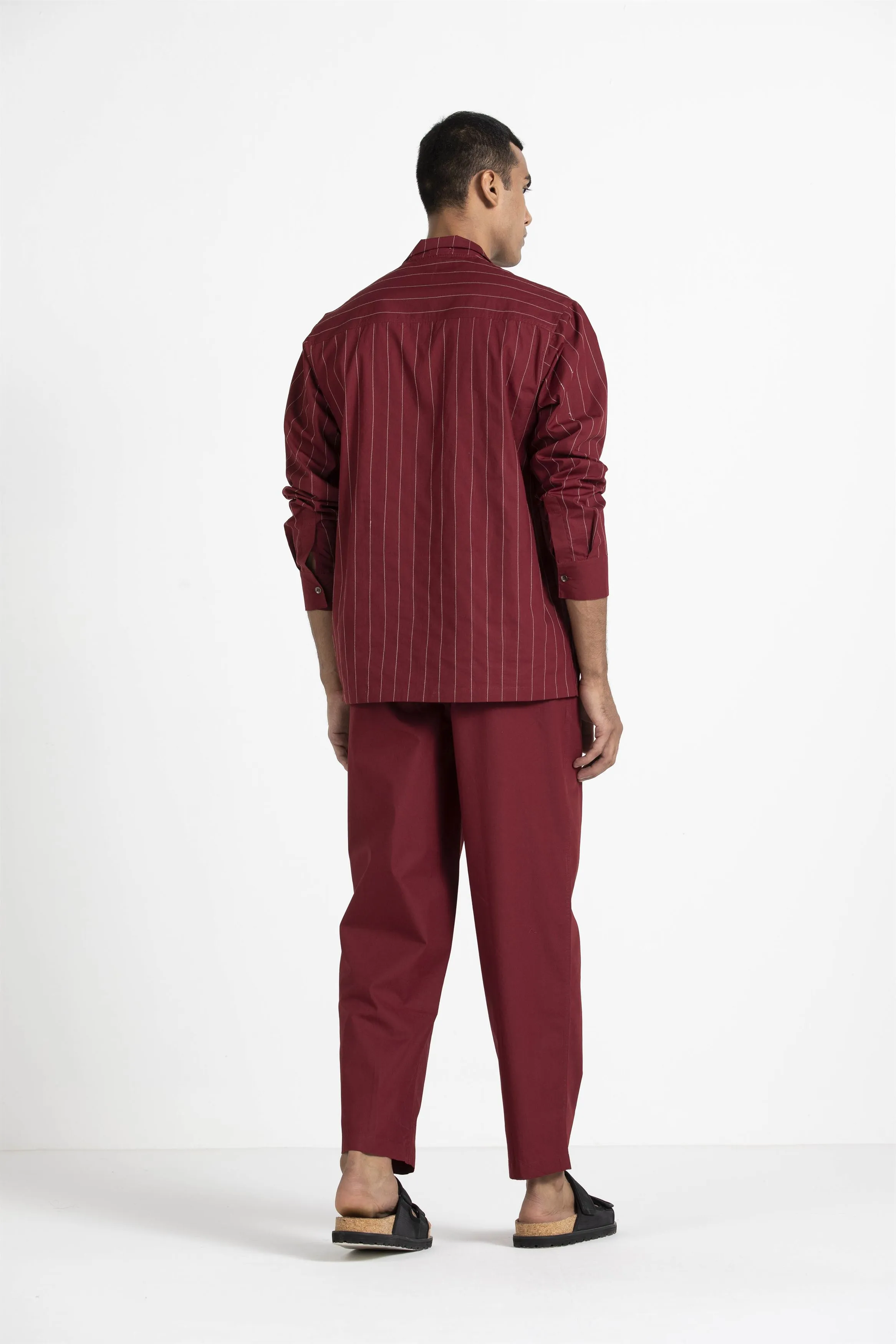 THREE   -   Front Pleat Pant- Crimson Red