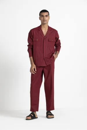 THREE   -   Notch Collar Embroidered Shirt