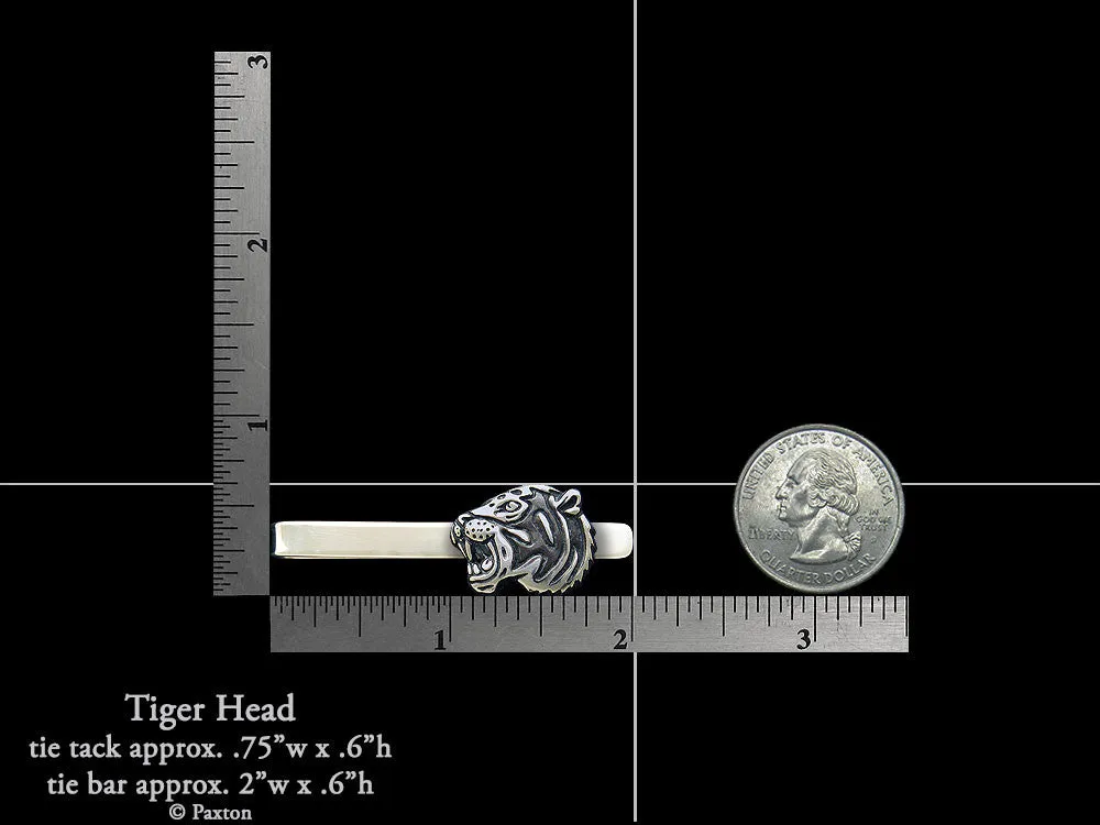 Tiger Head Tie Tack or Tiger Head Tie Bar / Tie Clip Sterling Silver
