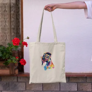 Tilted Head Rainbow Dog Tote Bag