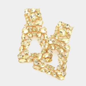 Topaz Crystal Cluster Door Knocker Earrings | Pageant Earrings | 592994