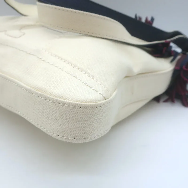Tory Burch Fringed Canvas Crossbody Cream Small Shoulder Bag NEW