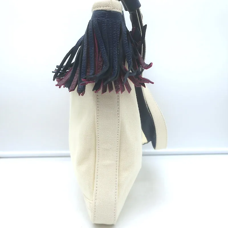 Tory Burch Fringed Canvas Crossbody Cream Small Shoulder Bag NEW