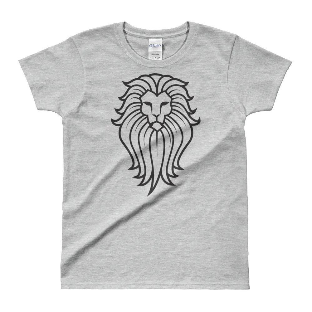 Tribal Lion T Shirt Grey Lion Wild Life T Shirt for Women
