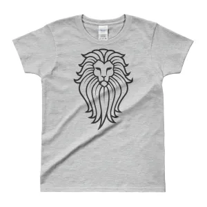 Tribal Lion T Shirt Grey Lion Wild Life T Shirt for Women