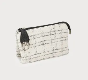 Tweed-White Crossbody/Wristlet