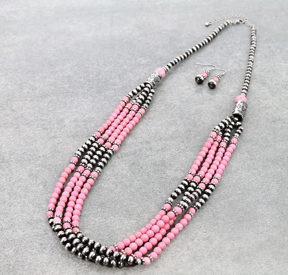 Ushing Fashion 4 Strand Navajo Pearl Necklace - 30"