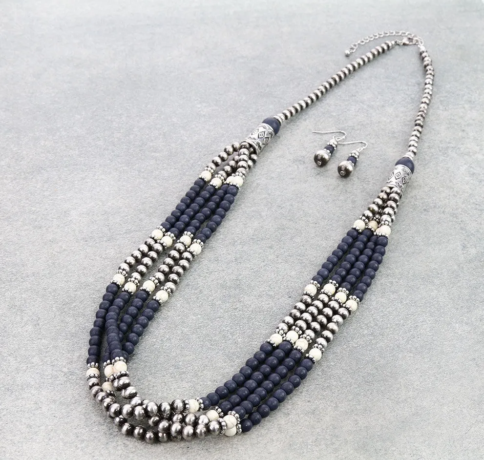 Ushing Fashion 4 Strand Navajo Pearl Necklace - 30"