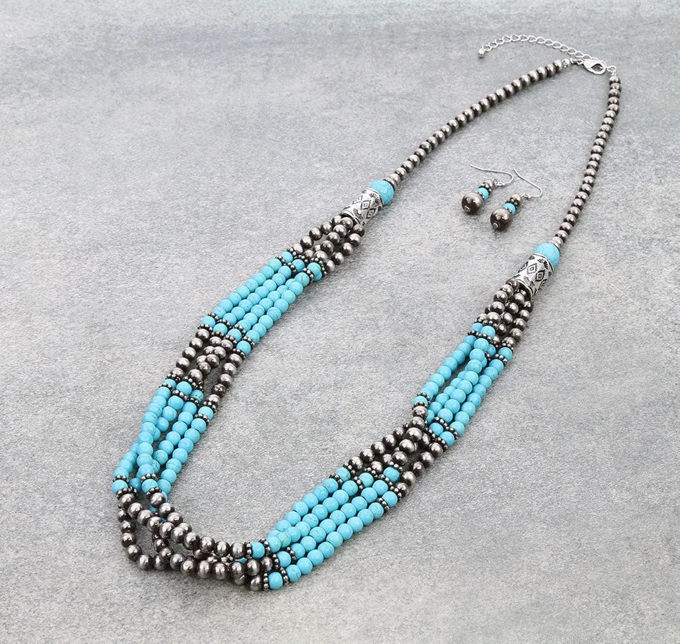 Ushing Fashion 4 Strand Navajo Pearl Necklace - 30"