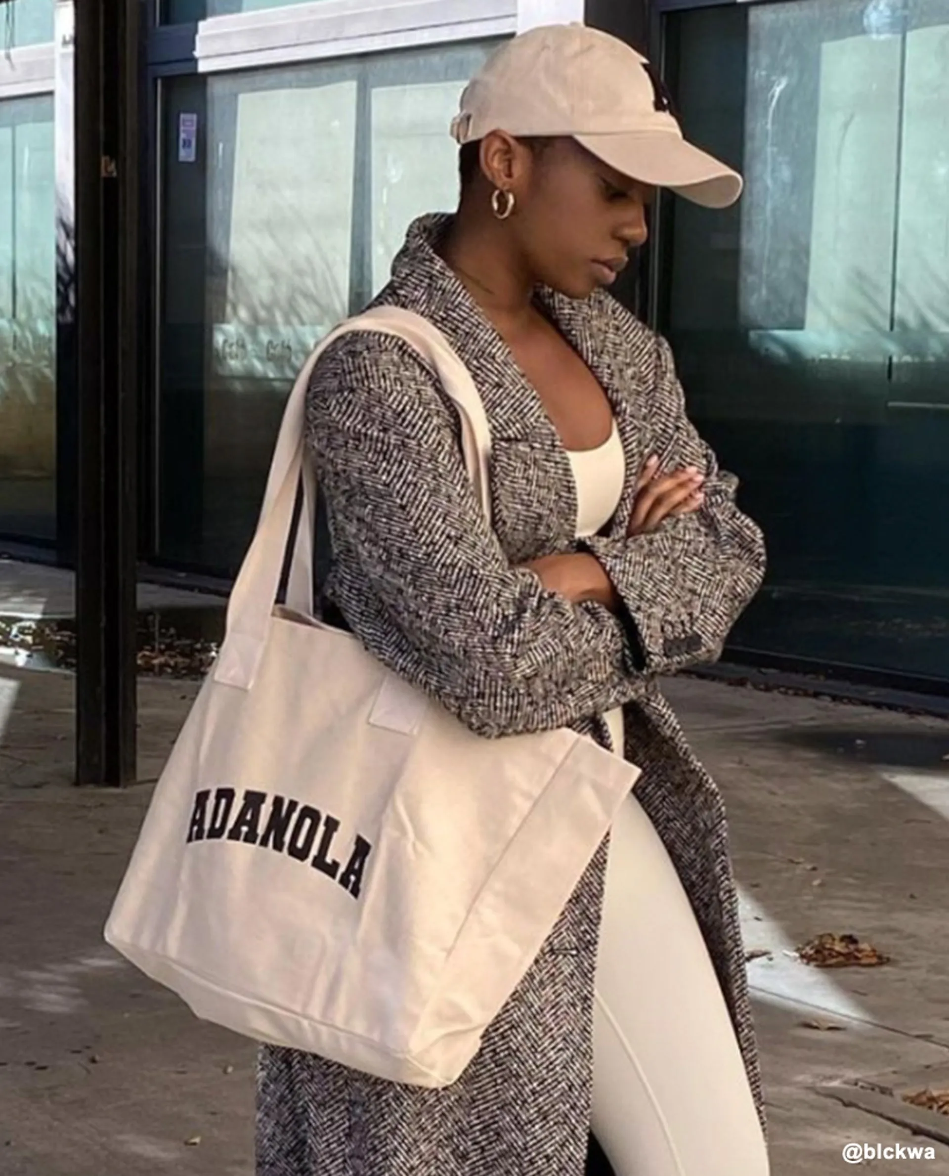 Varsity Tote Bag - Cream/Black