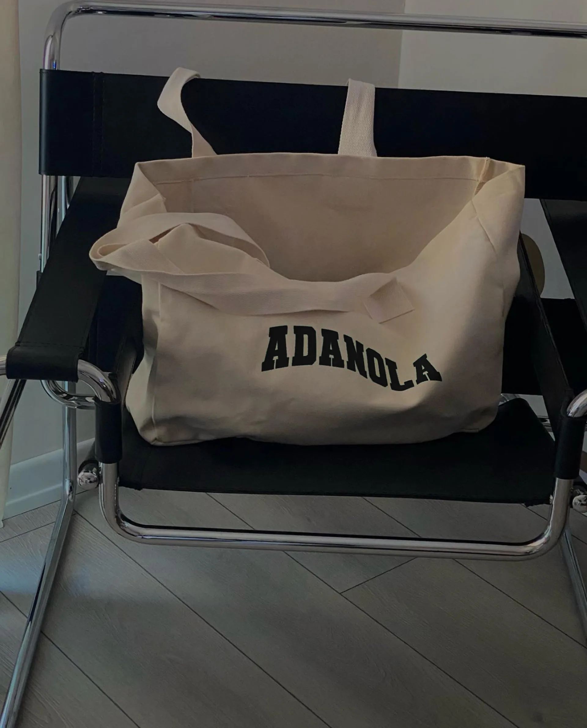 Varsity Tote Bag - Cream/Black