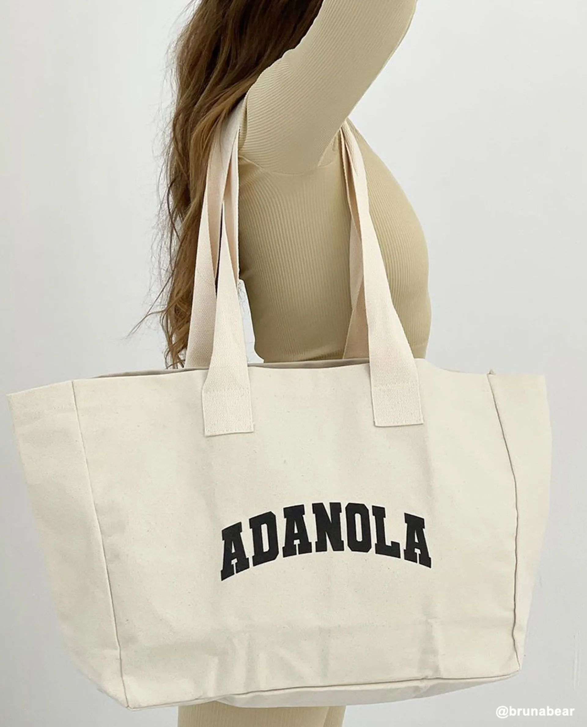 Varsity Tote Bag - Cream/Black