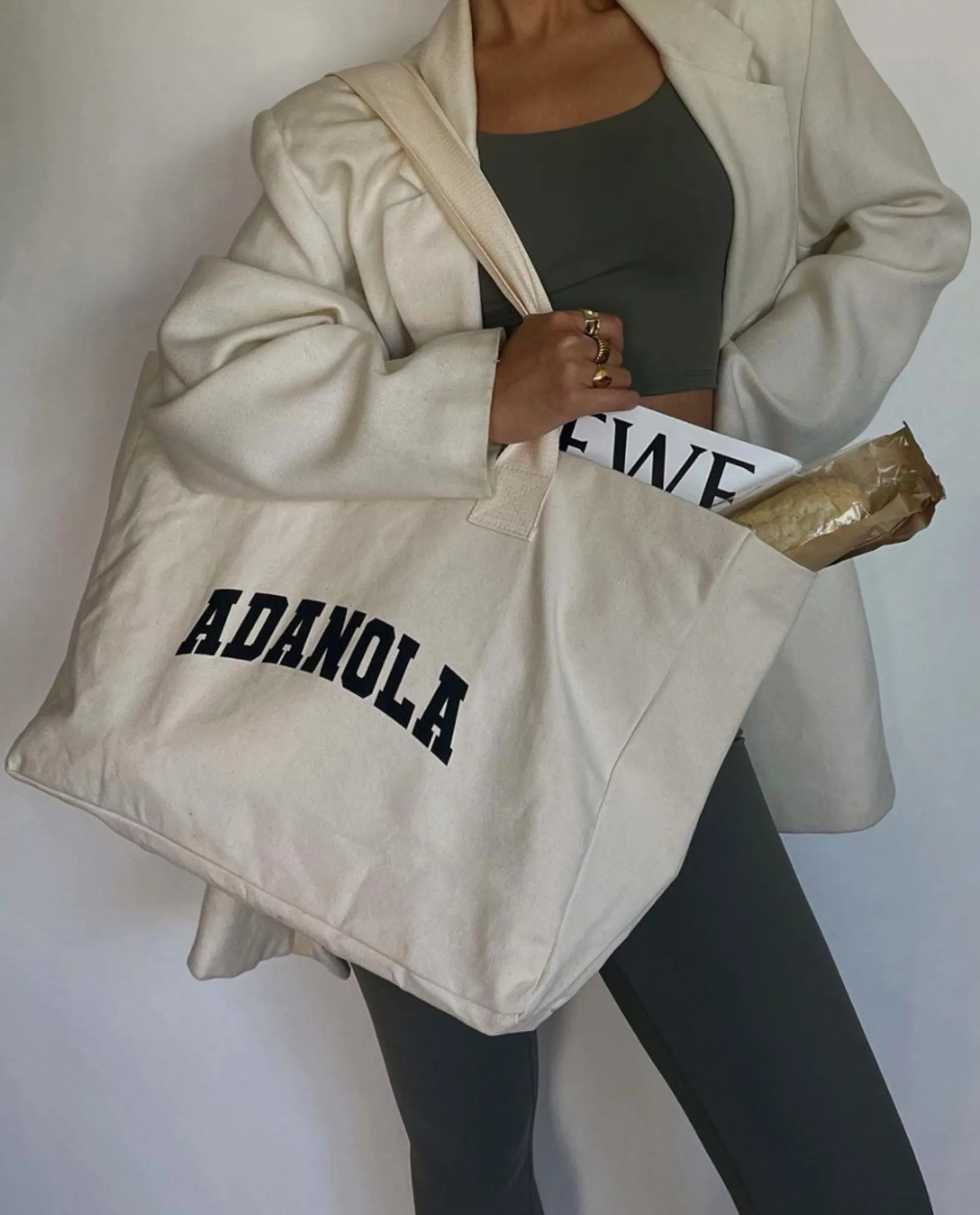 Varsity Tote Bag - Cream/Black