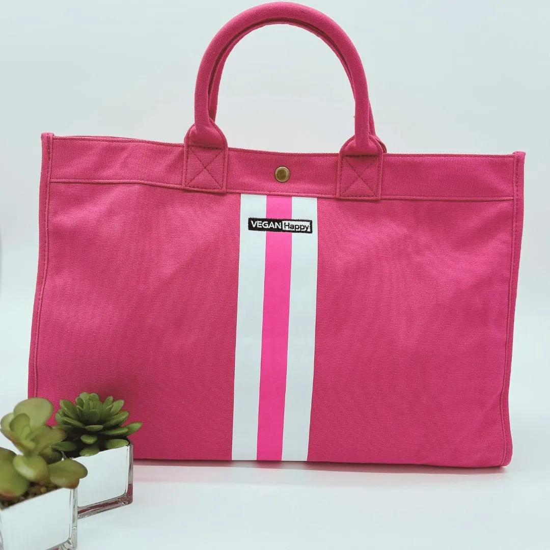 VEGAN Happy Striped Tote Bag | Multiple Colours